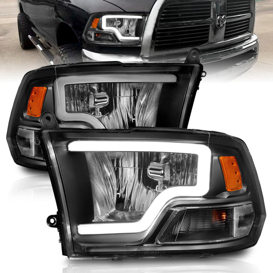 Anzo USA | Crystal Headlight Set Black Housing Pair w/Light Bar | Fits Ram 1500 | 111515