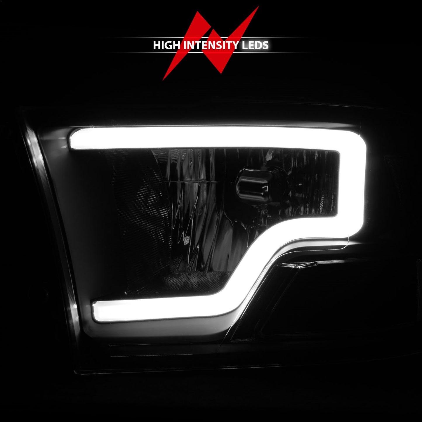 Anzo USA | Crystal Headlight Set Black Housing Pair w/Light Bar | Fits Ram 1500 | 111515