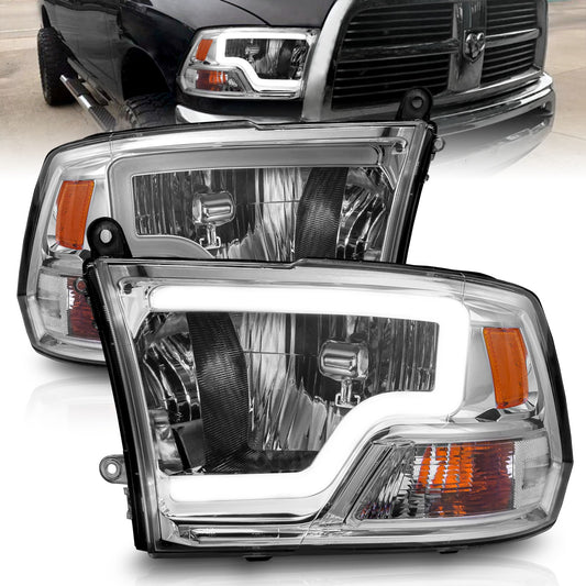 Anzo USA | Crystal Headlight Set Chorme Housing Pair w/Light Bar | Fits Ram 1500 | 111516