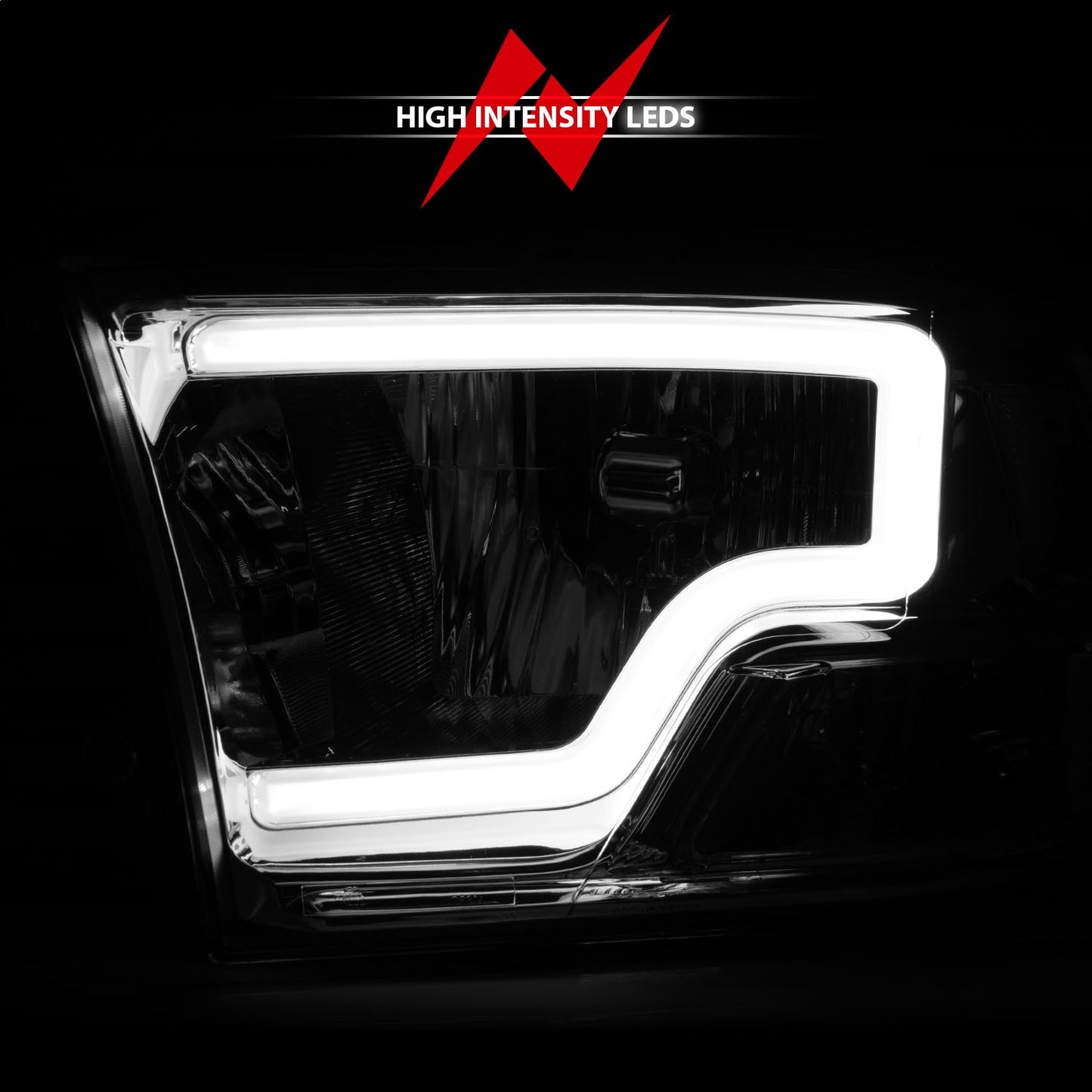 Anzo USA | Crystal Headlight Set Chorme Housing Pair w/Light Bar | Fits Ram 1500 | 111516