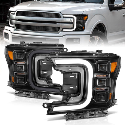 Anzo USA | LED Projector Headlight Black Housing w/Smoke Bar Sequential Signal Pair | Fits F-150 | 111520
