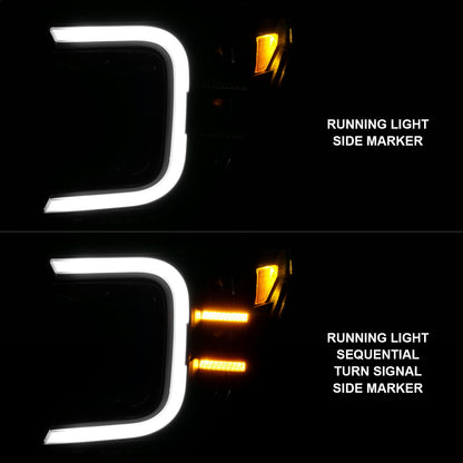 Anzo USA | LED Projector Headlight Black Housing w/Smoke Bar Sequential Signal Pair | Fits F-150 | 111520