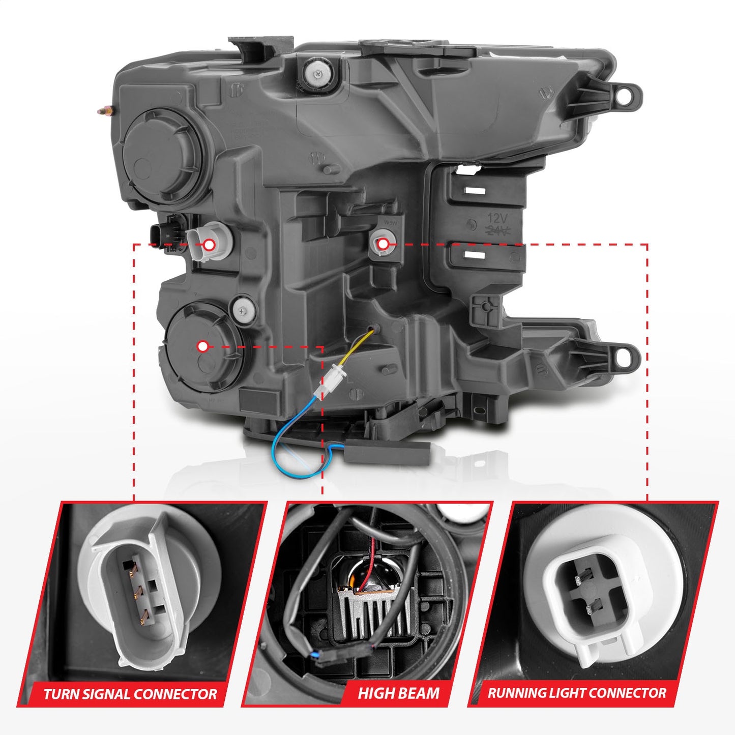 Anzo USA | LED Projector Headlight Black Housing w/Smoke Bar Sequential Signal Pair | Fits F-150 | 111520