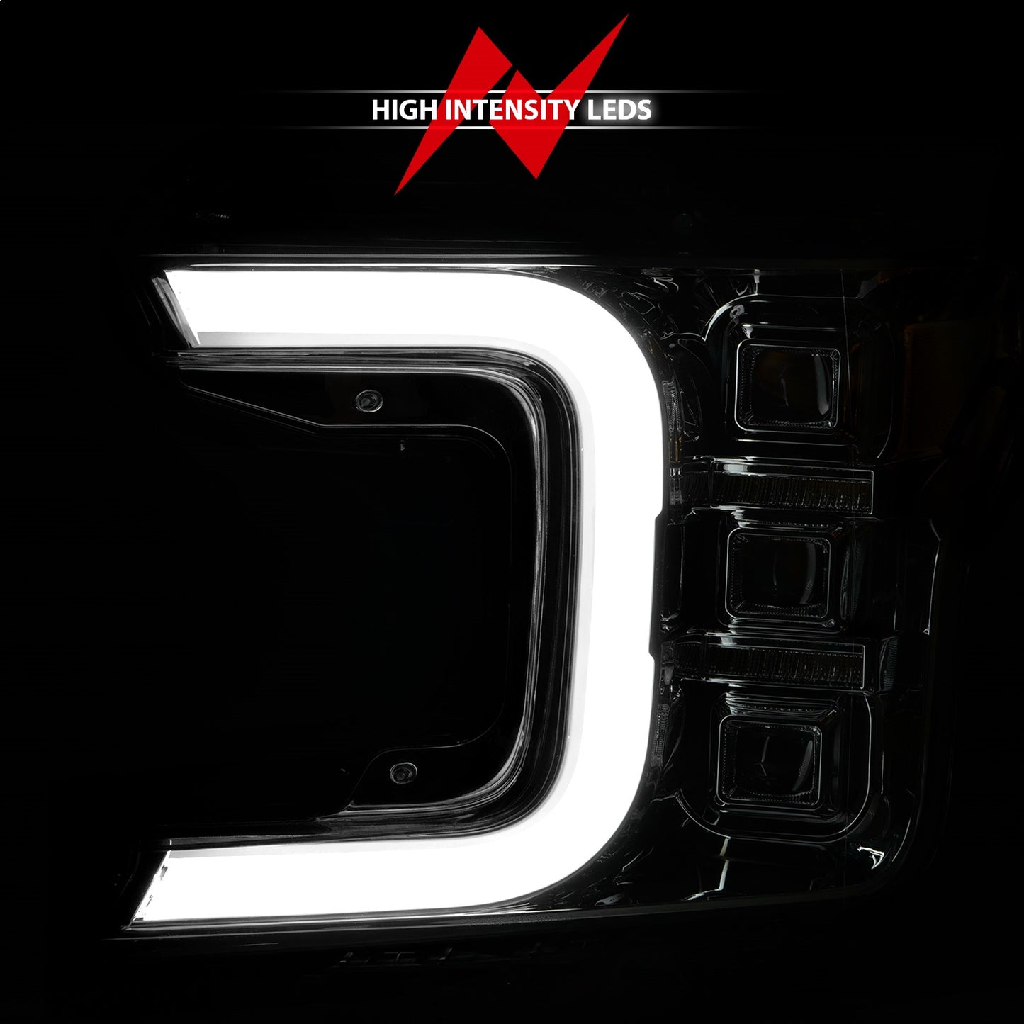 Anzo USA | LED Projector Headlight Chrome Housing w/Light Bar Sequential Signal Pair | Fits F-150 | 111521