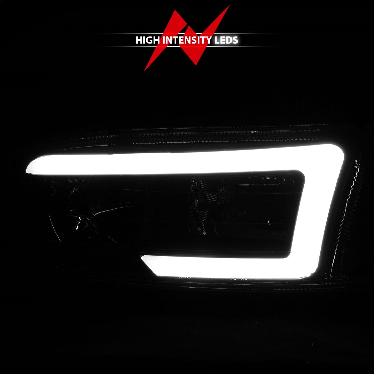 Anzo USA | Crystal Headlight Set Black Housing w/Light Bar | Fits Sierra 1500 | 111522
