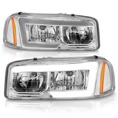Anzo USA | Crystal Headlight Set Chrome Housing w/Light Bar | Fits Sierra 1500 | 111523