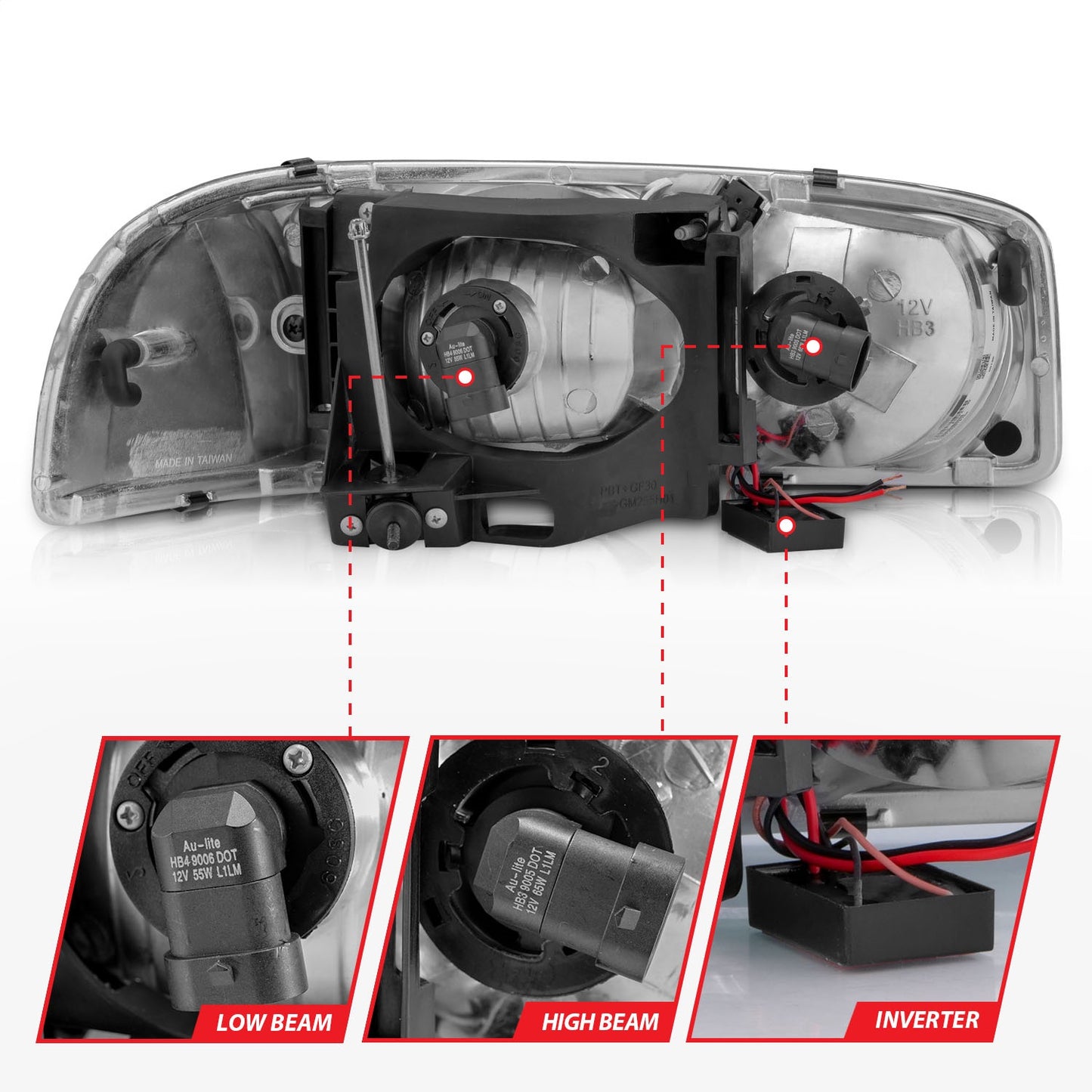 Anzo USA | Crystal Headlight Set Chrome Housing w/Light Bar | Fits Sierra 1500 | 111523