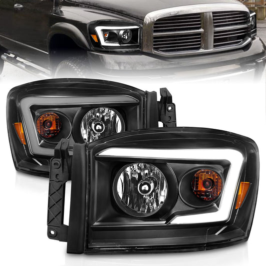 Anzo USA | Crystal Headlight Set Clear Lens Black Housing w/Light Bar Pair | Fits Ram 1500 | 111524