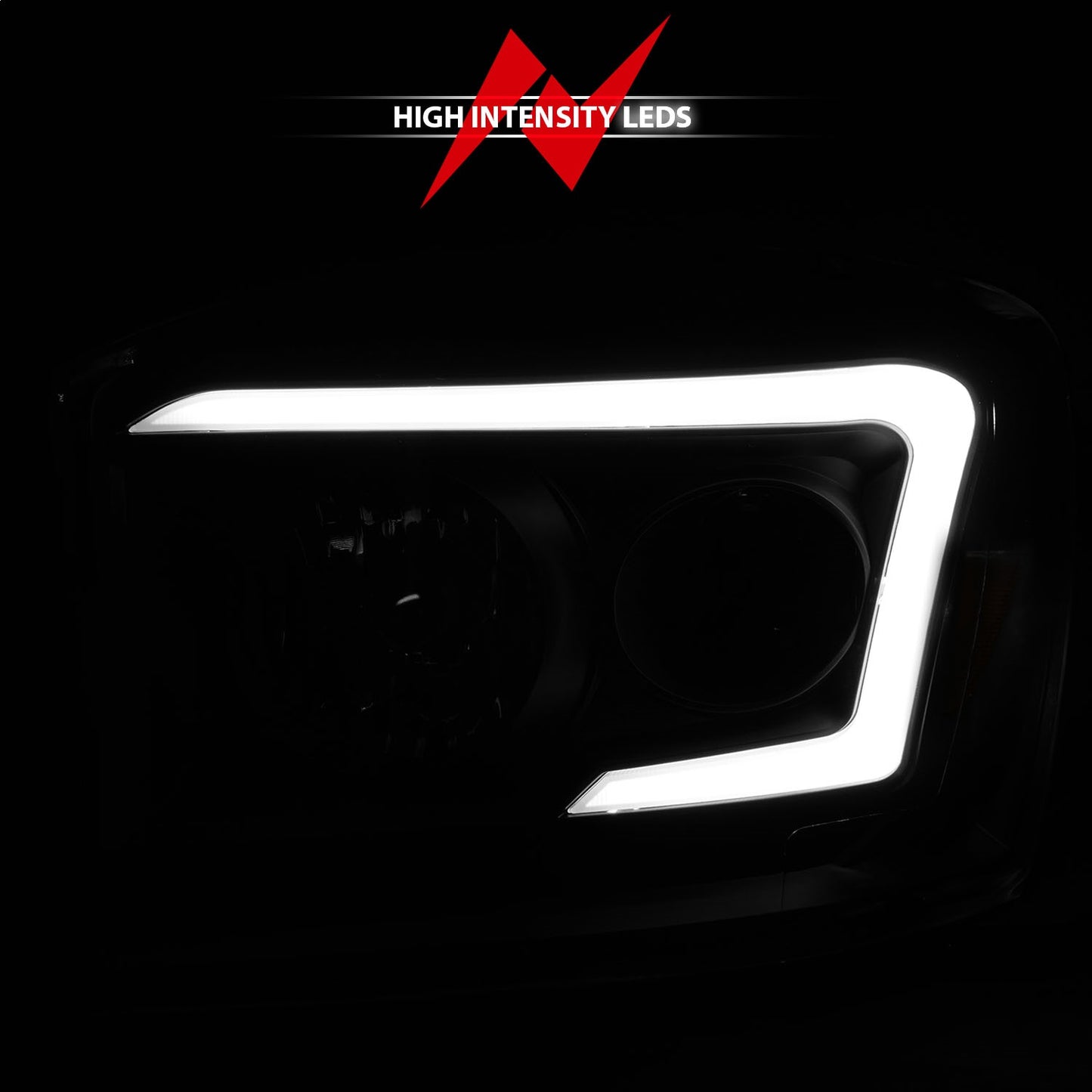 Anzo USA | Crystal Headlight Set Clear Lens Black Housing w/Light Bar Pair | Fits Ram 1500 | 111524
