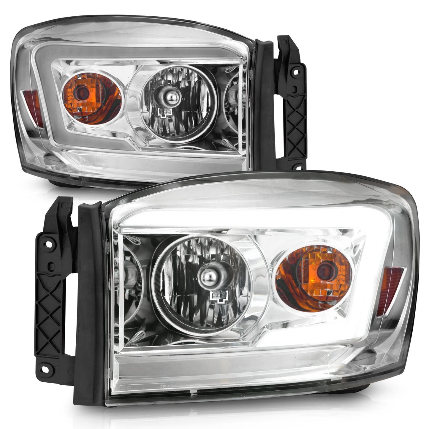 Anzo USA | Crystal Headlight Set Clear Lens Chrome Housing w/Light Bar Pair | Fits Ram 1500 | 111525