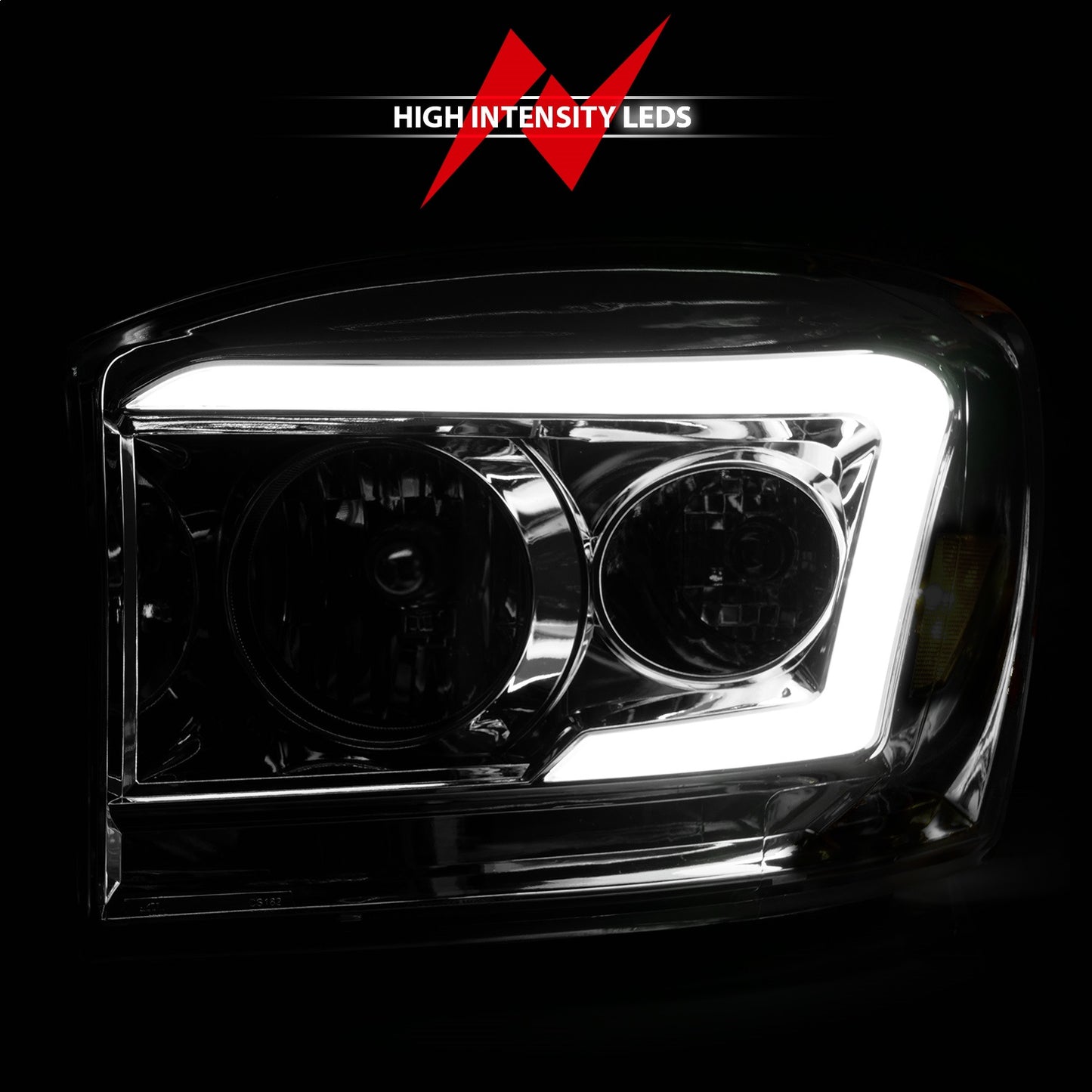 Anzo USA | Crystal Headlight Set Clear Lens Chrome Housing w/Light Bar Pair | Fits Ram 1500 | 111525