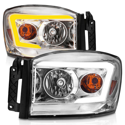 Anzo USA | Crystal Headlight Set Clear Lens Chrome Housing w/Light Bar Switchback Pair | Fits Ram 1500 | 111527