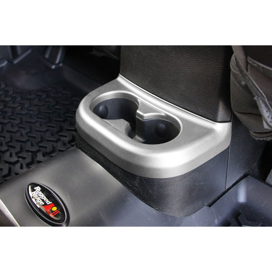 RUGGED RIDGE | 11152.18 | Center Cup Console,Brushed Silver,2Nd Row,11-16 Jeep Wrangler
