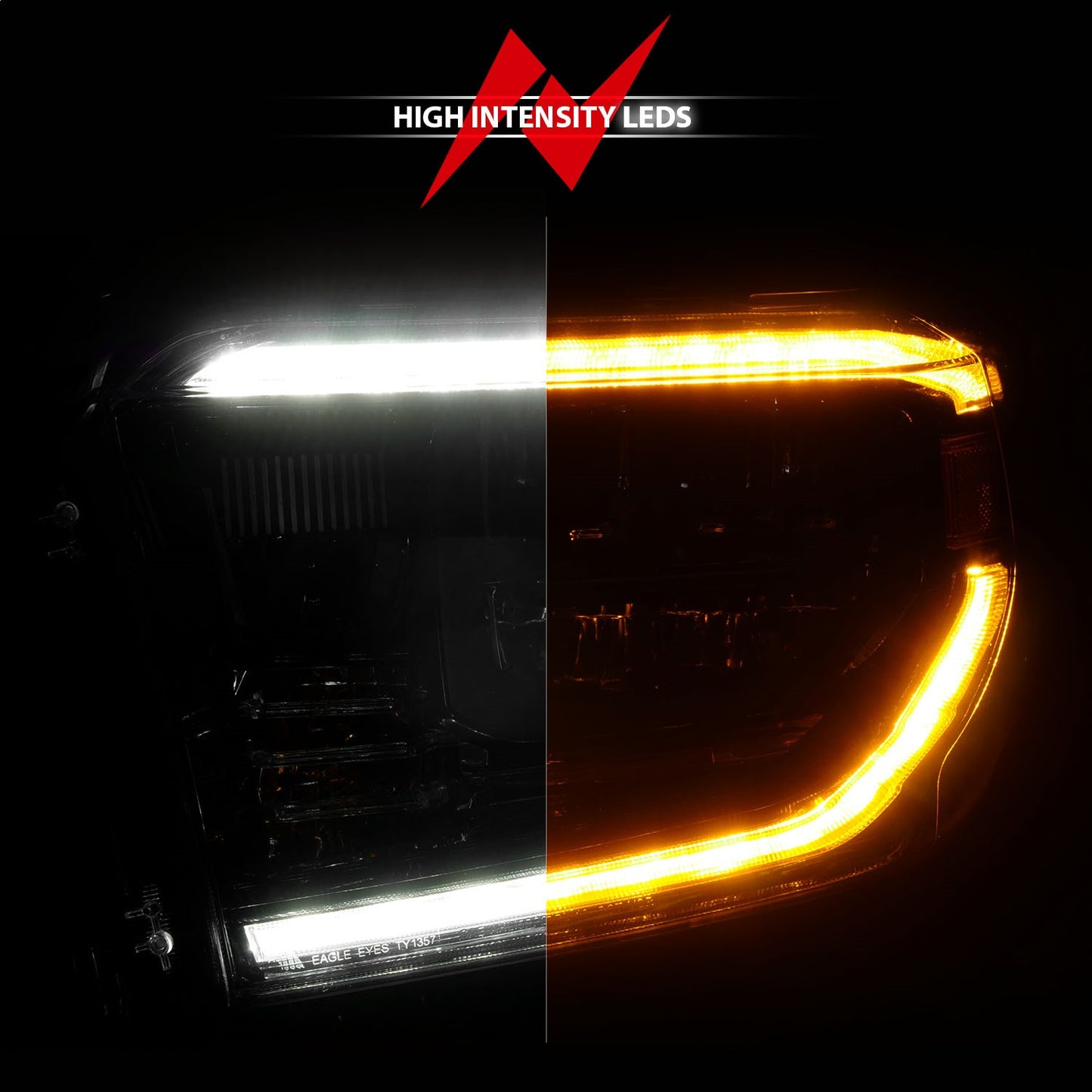 Anzo USA | LED Crystal Headlight Set Halogen Model w/Switchback Clear Lens Black Housing w/DRL Pair | Fits Tundra | 111531