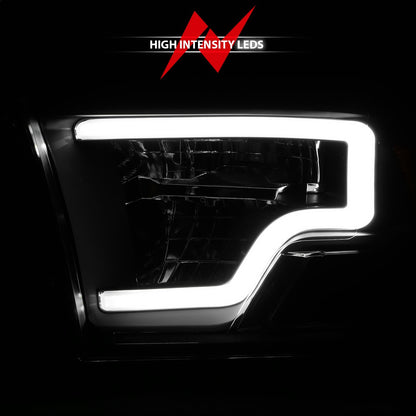 Anzo USA | LED Projector Headlight LED Square Black Housing w/Light Bar Pair | Fits Ram 1500 | 111539