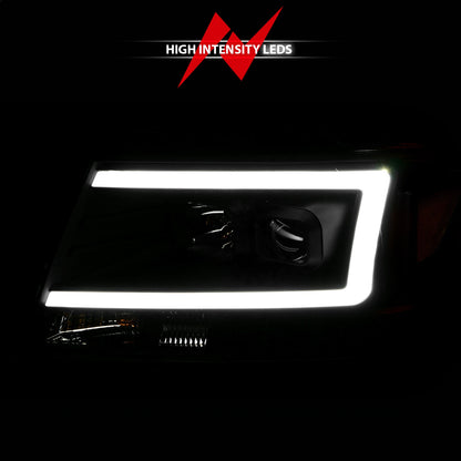 Anzo USA | Projector Headlight Set Clear Lens Black Housing w/Light Bar Pair | Fits F-150 | 111541