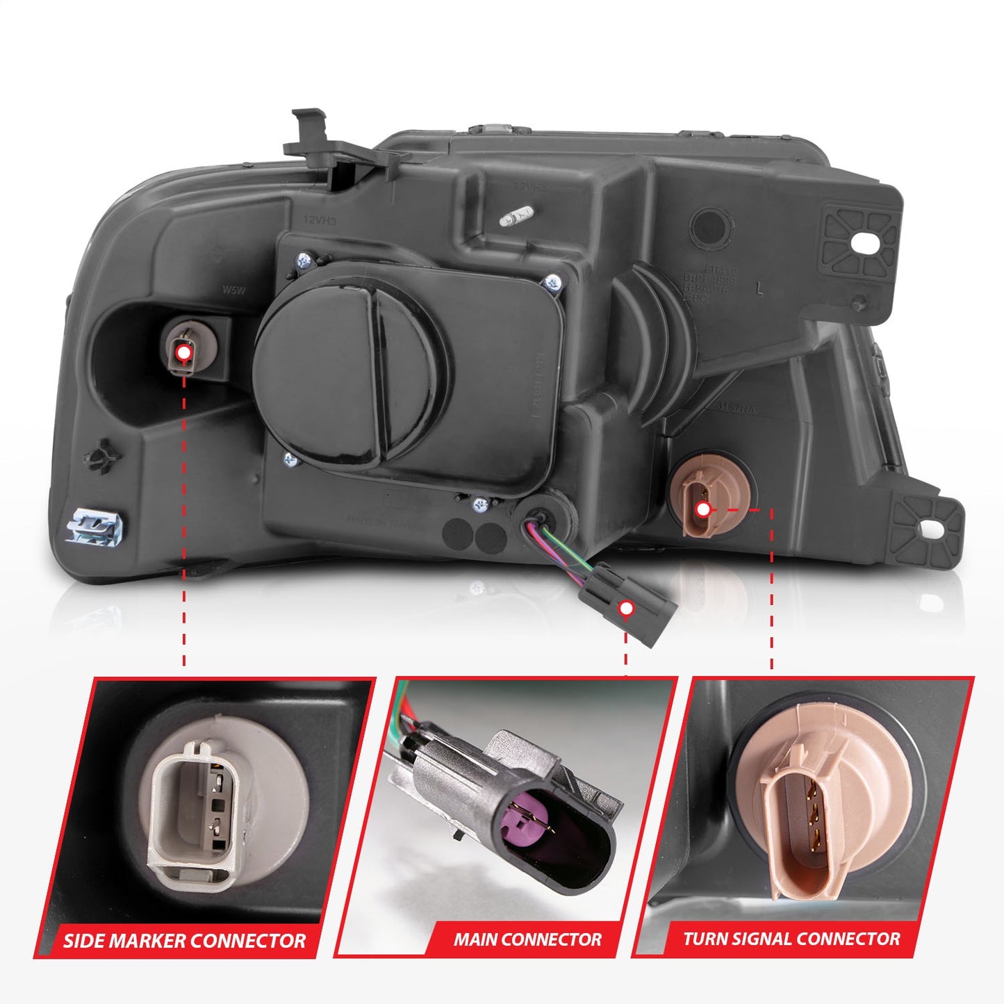 Anzo USA | Projector Headlight Set Clear Lens Chrome Housing w/Light Bar Pair | Fits F-150 | 111542
