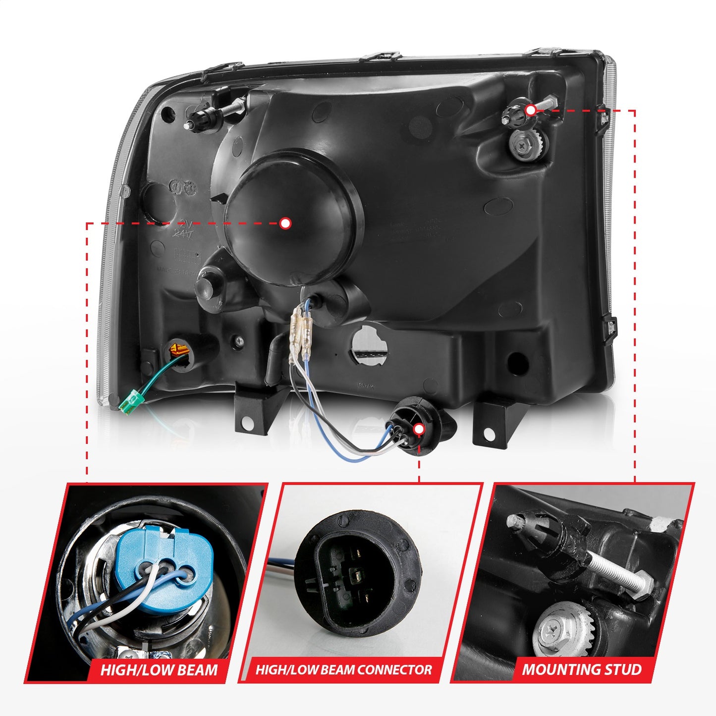 Anzo USA | Crystal Headlight Set Black Housing Pair w/Light Bar | Fits F-250 | 111549