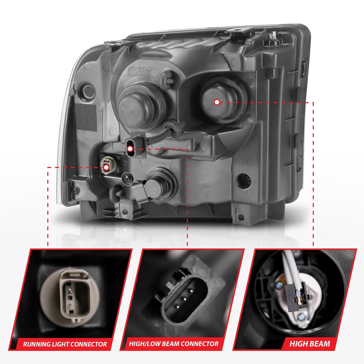 Anzo USA | Projector Headlight Set Chrome Housing w/Light Bar | Fits F-250 Super Duty | 111552