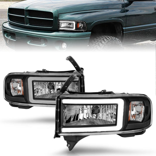 Anzo USA | LED Crystal Headlight Set w/Light Bar Black Housing Pair | Fits Ram 2500 | 111554