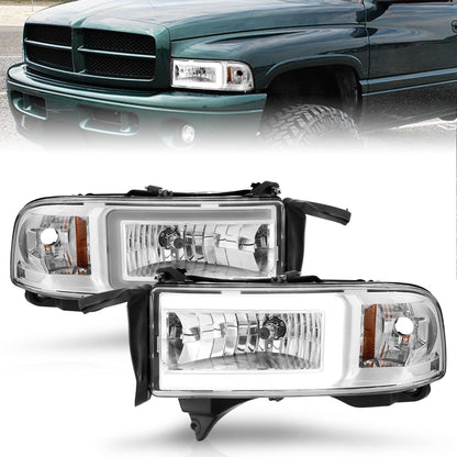 Anzo USA | LED Crystal Headlight Set w/Light Bar Chrome Housing Pair | Fits Ram 2500 | 111555