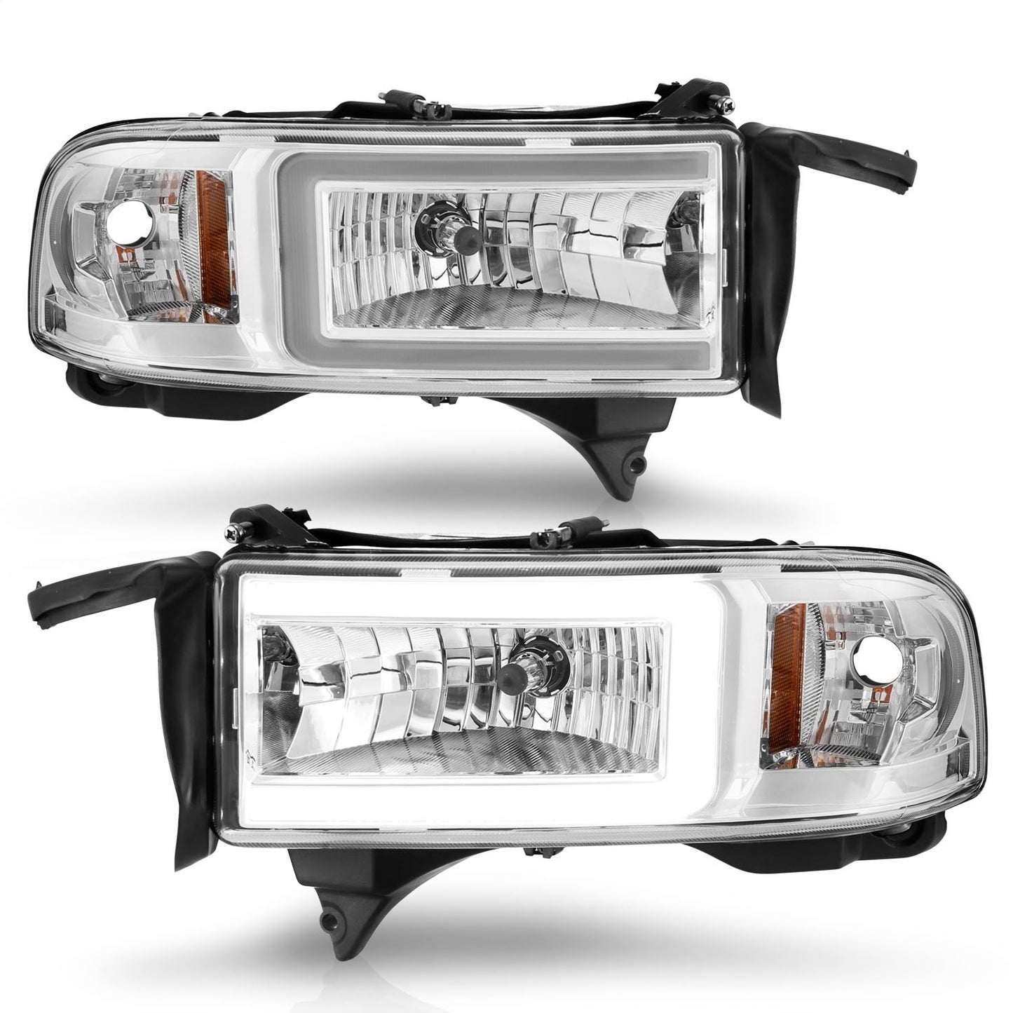 Anzo USA | LED Crystal Headlight Set w/Light Bar Chrome Housing Pair | Fits Ram 2500 | 111555