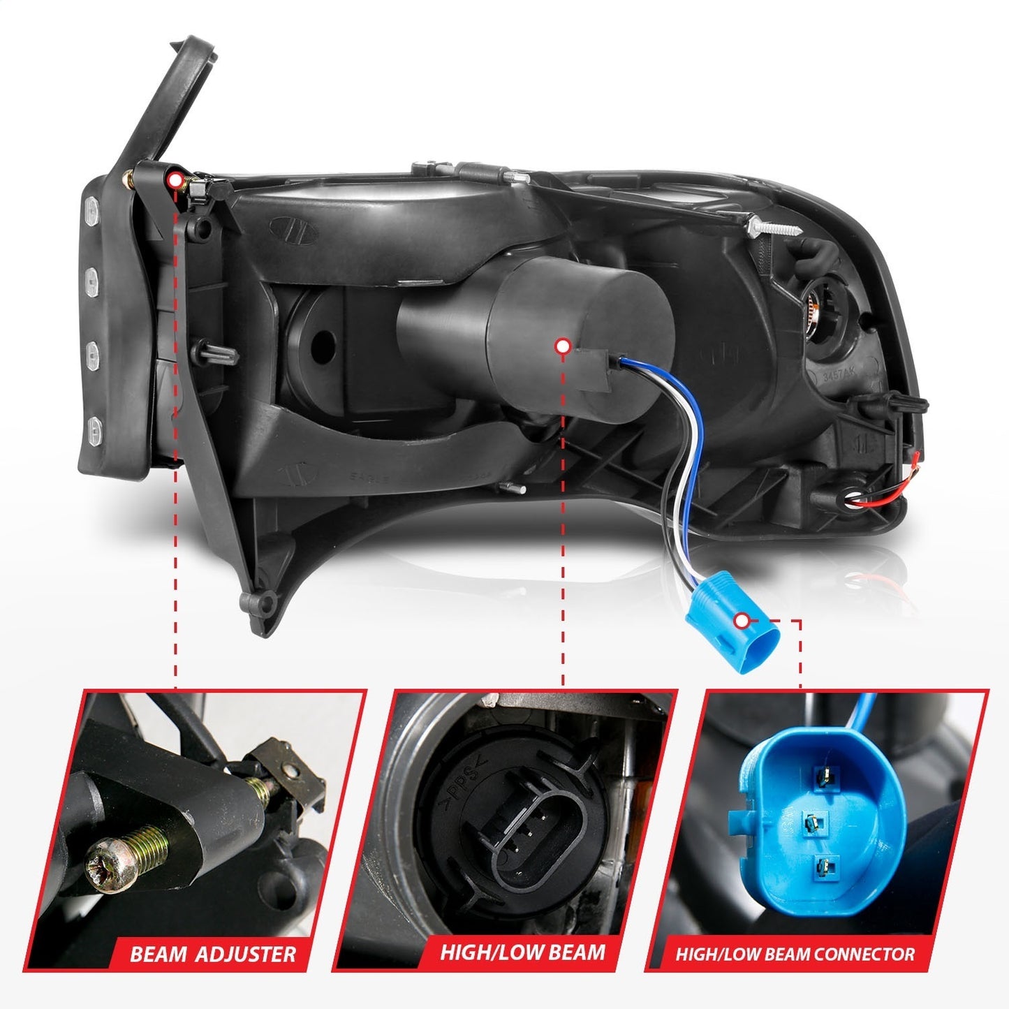 Anzo USA | LED Crystal Headlight Set w/Light Bar Chrome Housing Pair | Fits Ram 2500 | 111555