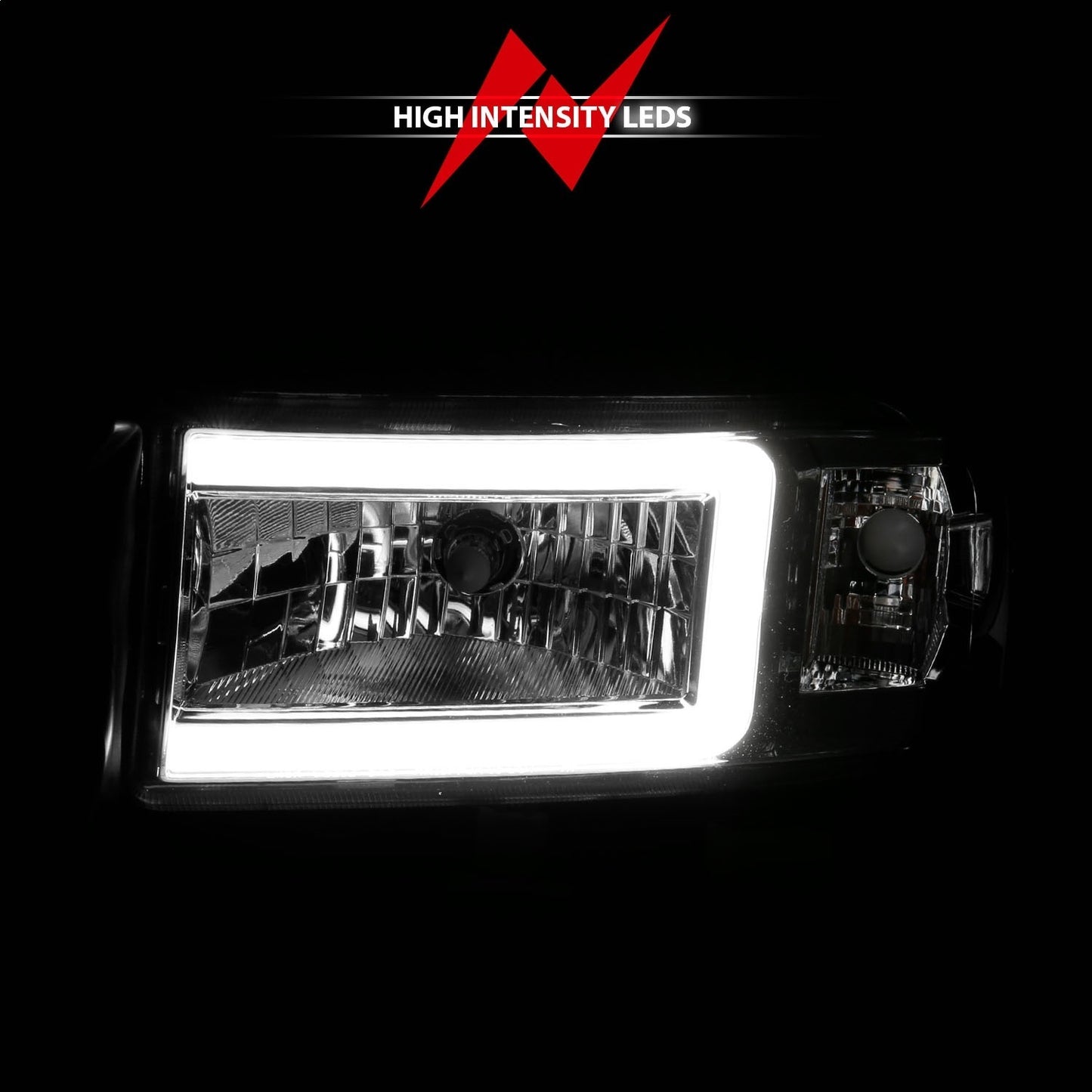 Anzo USA | LED Crystal Headlight Set w/Light Bar Chrome Housing Pair | Fits Ram 2500 | 111555
