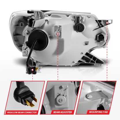 Anzo USA | Projector Headlight Set w/Light Bar Switchback Black Housing | Fits Tacoma | 111556