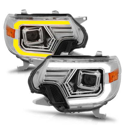 Anzo USA | Projector Headlight Set w/Light Bar Switchback Chrome Housing | Fits Tacoma | 111557