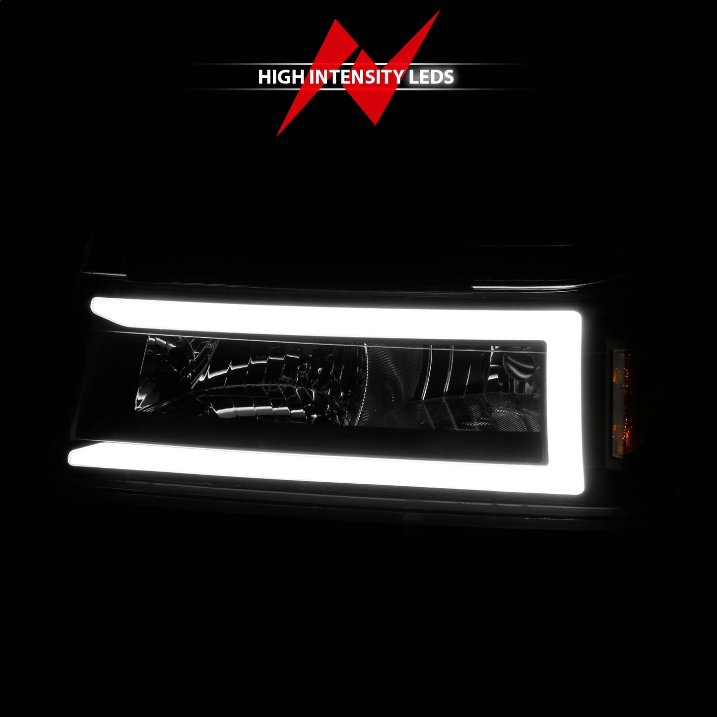 Anzo USA | Crystal Headlight Set Black Housing Pair w/Light Bar 4 PCS | Fits Colorado | 111558