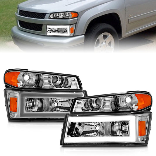 Anzo USA | Crystal Headlight Set Chrome Housing Pair w/Light Bar Pair | Fits Colorado | 111559