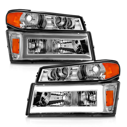 Anzo USA | Crystal Headlight Set Chrome Housing Pair w/Light Bar Pair | Fits Colorado | 111559