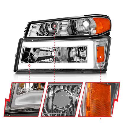 Anzo USA | Crystal Headlight Set Chrome Housing Pair w/Light Bar Pair | Fits Colorado | 111559