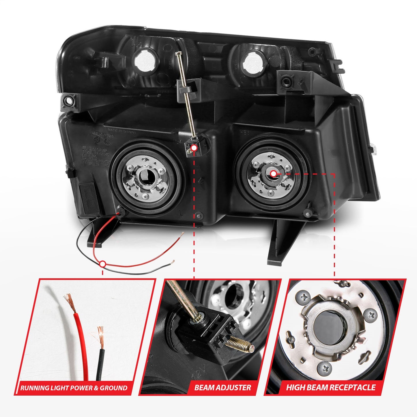 Anzo USA | Crystal Headlight Set Chrome Housing Pair w/Light Bar Pair | Fits Colorado | 111559