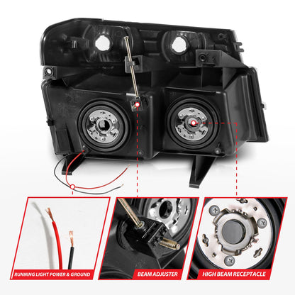 Anzo USA | Crystal Headlight Set Chrome Housing Pair w/Light Bar Pair | Fits Colorado | 111559