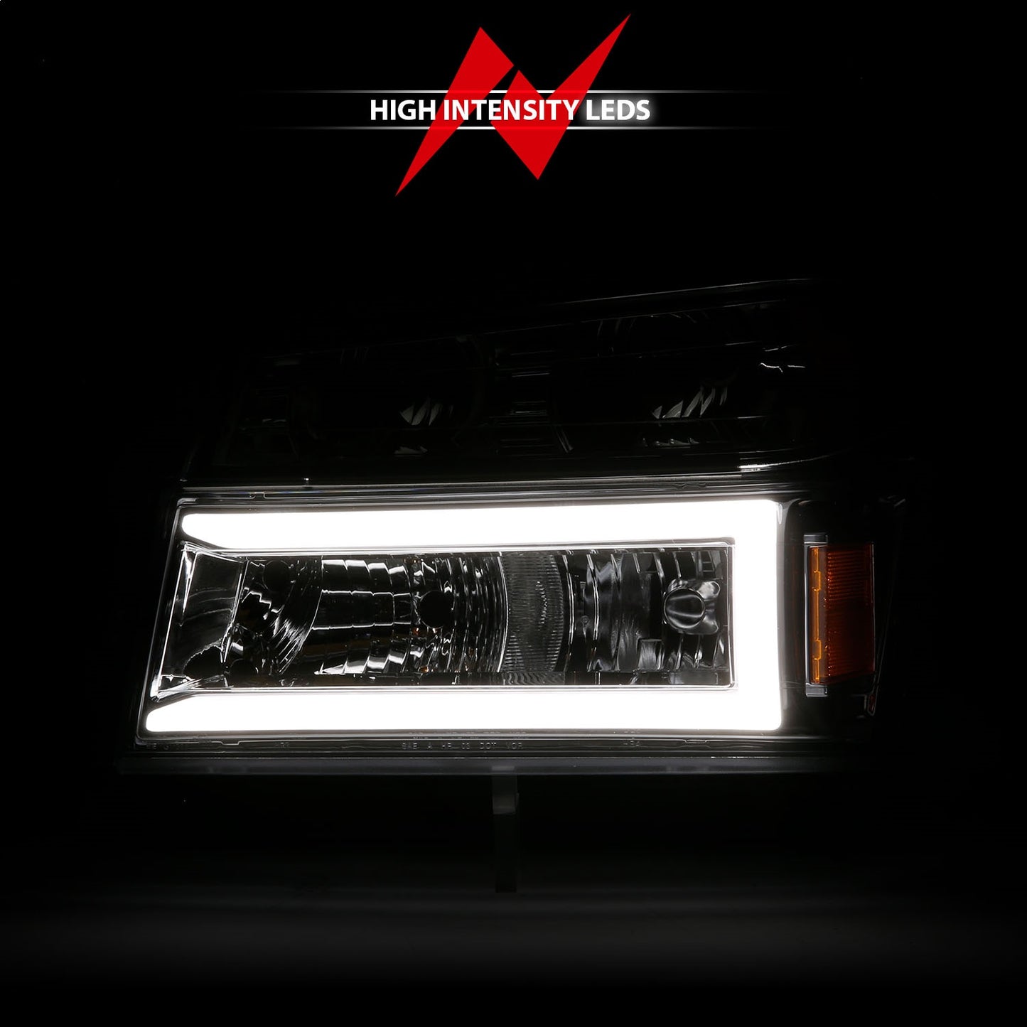 Anzo USA | Crystal Headlight Set Chrome Housing Pair w/Light Bar Pair | Fits Colorado | 111559