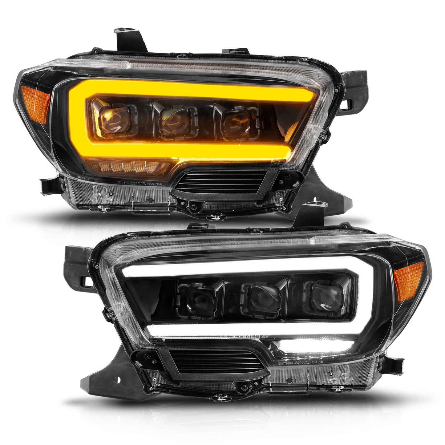Anzo USA | Projector Headlight Set Clear Lens Black Housing w/Light Bar Sequential w/Initiation Light Pair | Fits Tacoma | 111563