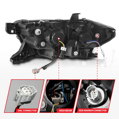 Anzo USA | Projector Headlight Set Clear Lens Black Housing w/Light Bar Sequential w/Initiation Light Pair | Fits Tacoma | 111563