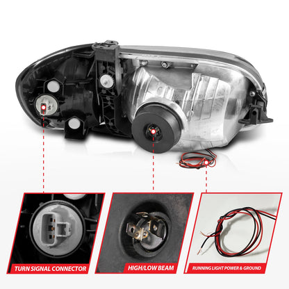 Anzo USA | Crystal Headlight Set Clear Lens Black Housing w/Light Bar Pair | Fits Tundra | 111579