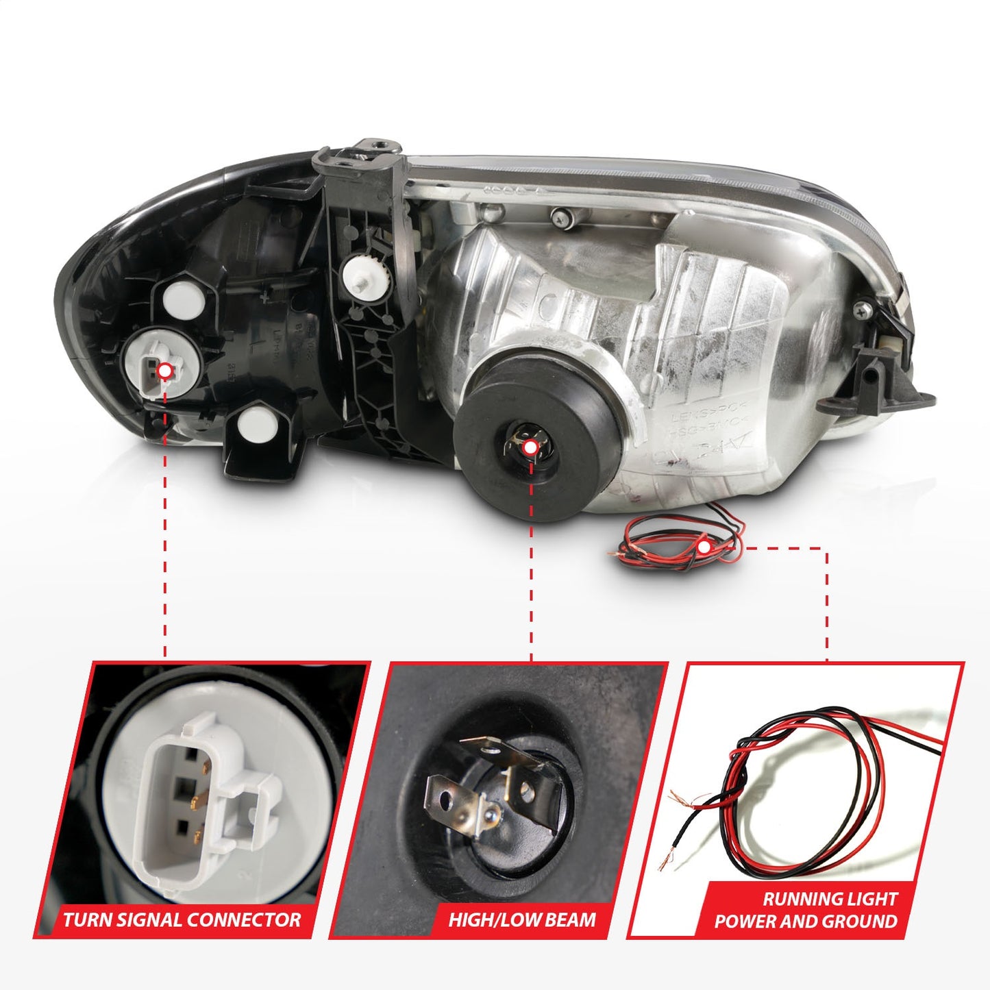 Anzo USA | Crystal Headlight Set Clear Lens Chorme Housing w/Light Bar Pair | Fits Tundra | 111580
