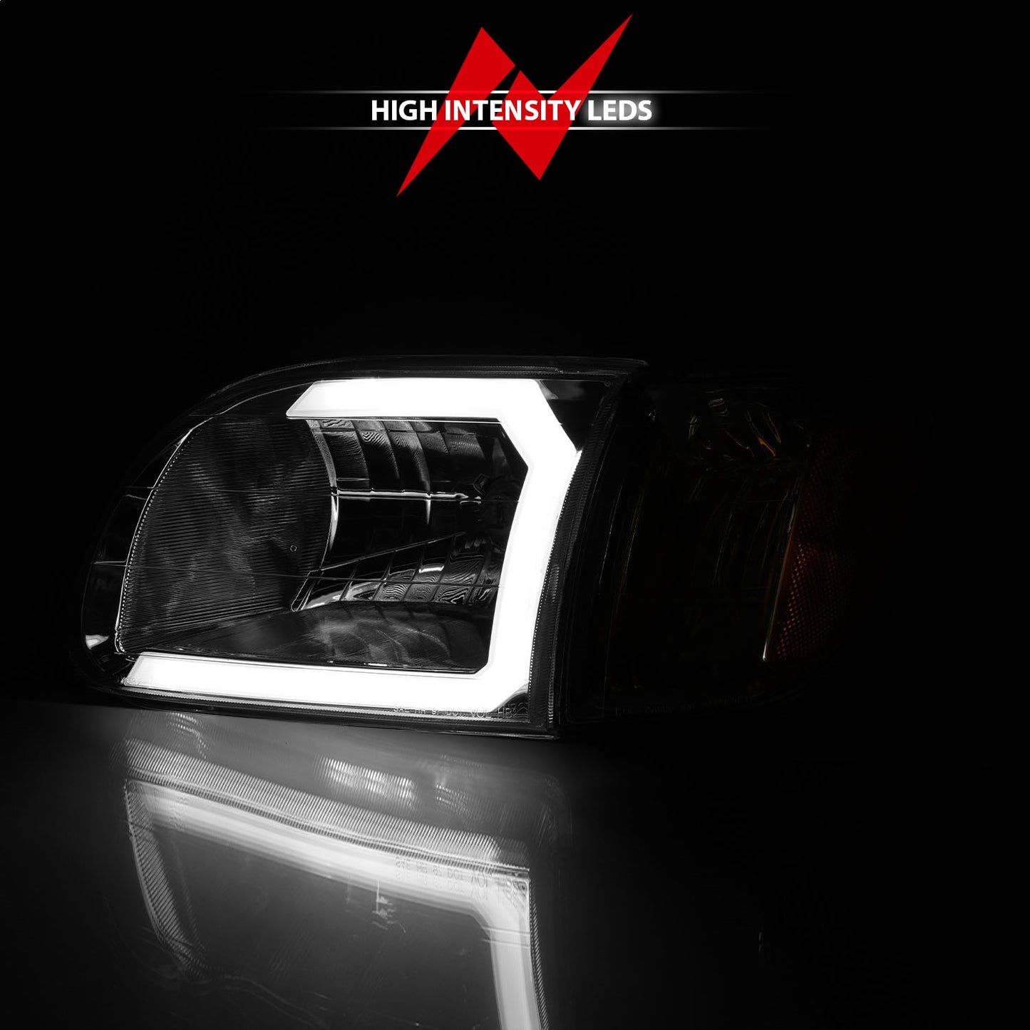 Anzo USA | Crystal Headlight Set Clear Lens Chorme Housing w/Light Bar Pair | Fits Tundra | 111580