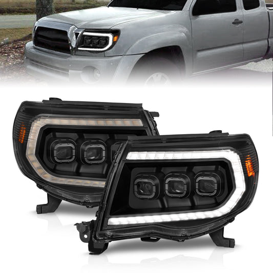 Anzo USA | LED Projector Headlight Clear Lens Black Housing w/Light Bar Switchback Sequential w/Initiation Light Pair | Fits Tacoma | 111581