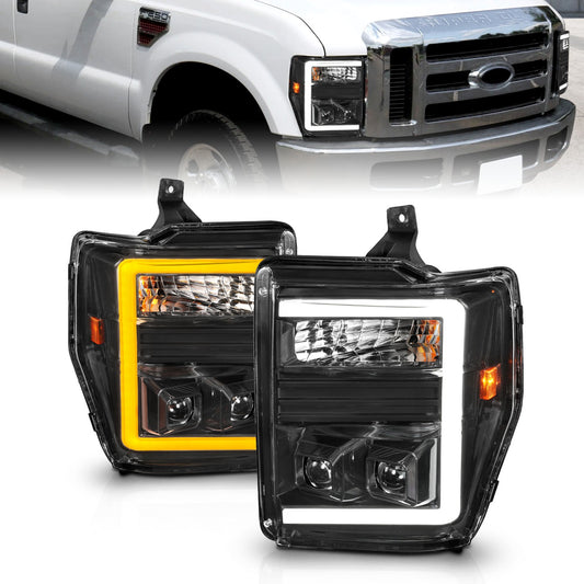 Anzo USA | Projector Headlight Set  Clear Lens  Black Housing  w/Light Bar Switchback  Pair  |  Fits F-250 Super Duty | 111586