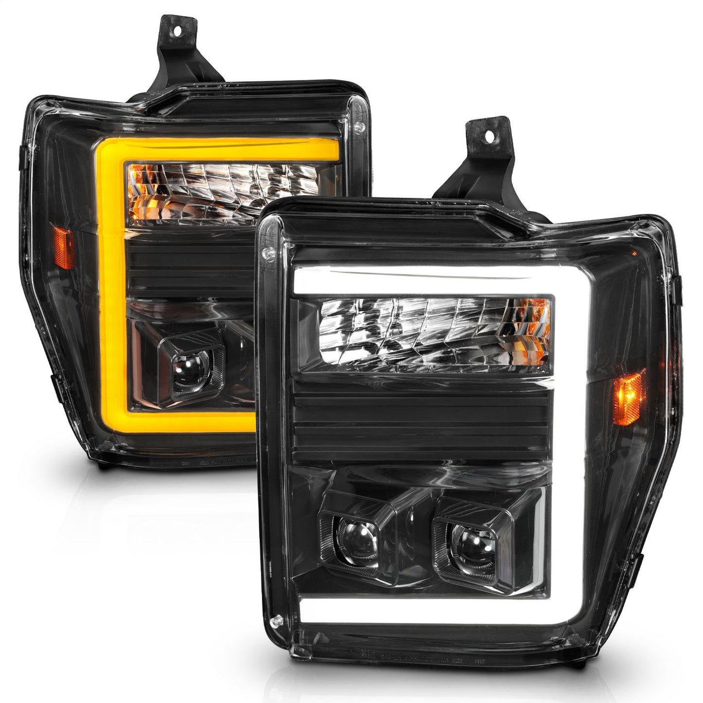 Anzo USA | Projector Headlight Set  Clear Lens  Black Housing  w/Light Bar Switchback  Pair  |  Fits F-250 Super Duty | 111586