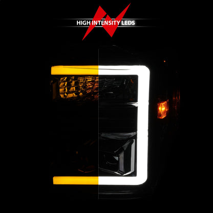 Anzo USA | Projector Headlight Set  Clear Lens  Black Housing  w/Light Bar Switchback  Pair  |  Fits F-250 Super Duty | 111586