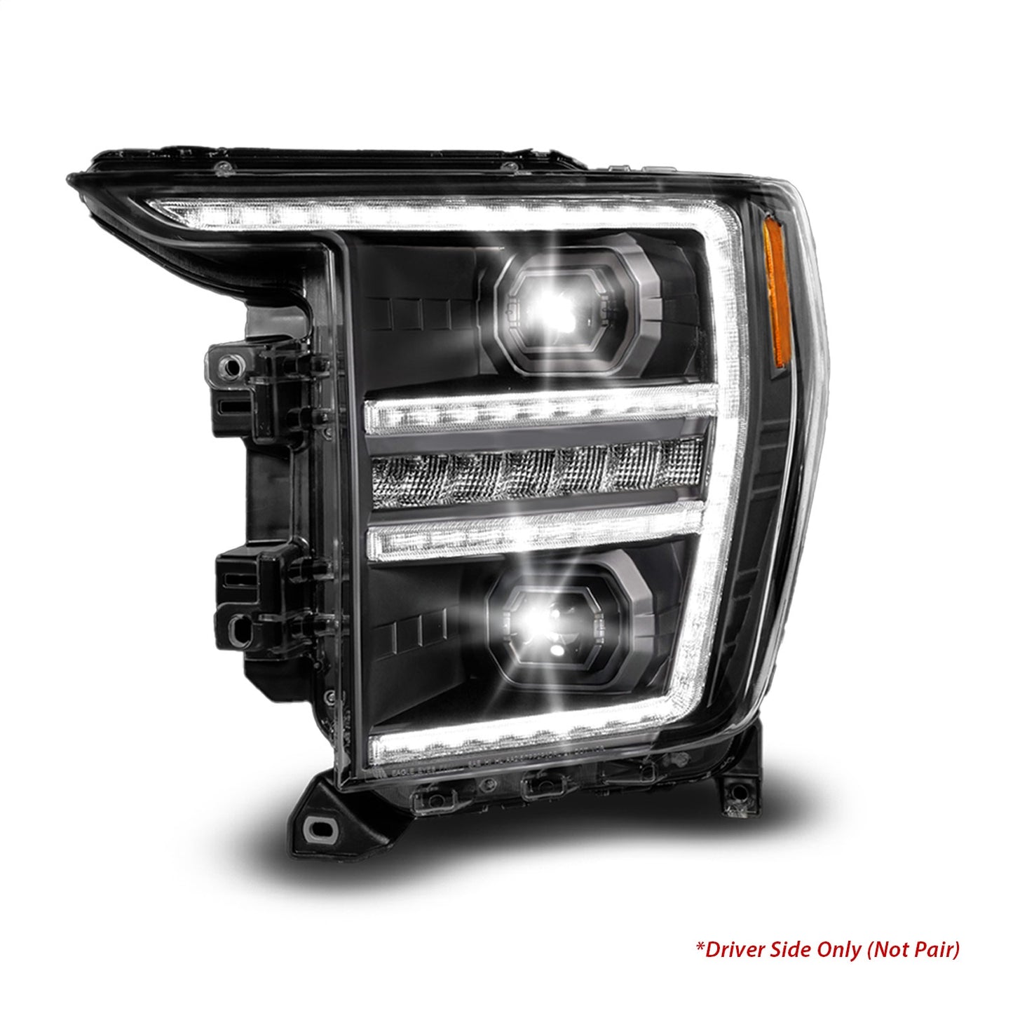 Anzo USA | LED Projector Headlight Black Housing Full LED Trio Projector Switchback Bar/Sequential Turn Signal w/DRL and Initiation Feature Driver Side | Fits F-150 | 111594-L