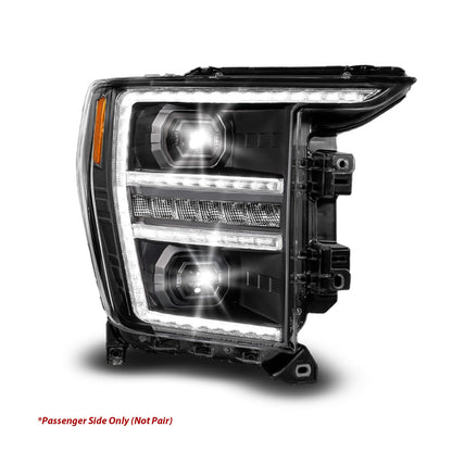 Anzo USA | LED Projector Headlight Black Housing Full LED Trio Projector Switchback Bar/Sequential Turn Signal w/DRL and Initiation Feature Passenger Side | Fits F-150 | 111594-R