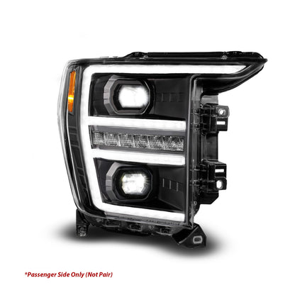 Anzo USA | LED Projector Headlight Black Housing Full LED Trio Projector Switchback Bar/Sequential Turn Signal w/DRL and Initiation Feature Passenger Side | Fits F-150 | 111594-R