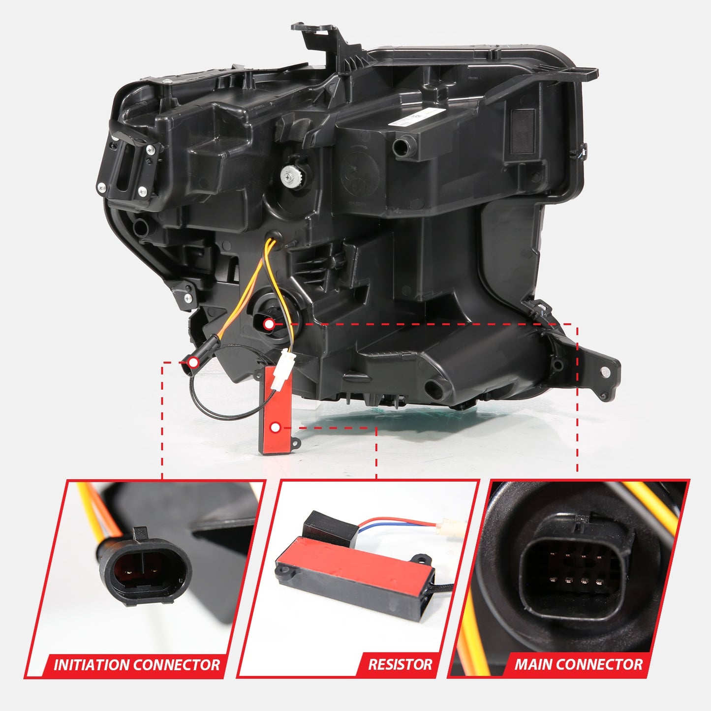 Anzo USA | LED Projector Headlight Black Housing Full LED Trio Projector Switchback Bar w/DRL And Initiation Feature | Fits Sierra 1500 | 111600